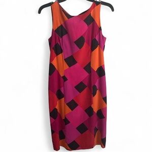 City Silk Petite Sheath Dress Magenta Black
